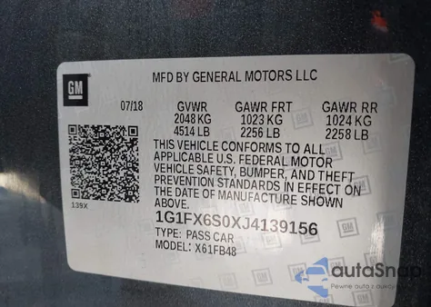 2018 Chevrolet Bolt Ev Premier z USA, uszkodzony, nr VIN 1G1FX6S0XJ4139156